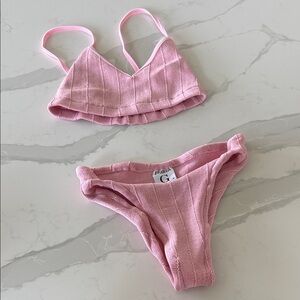 Hunza G Pink Ribbed Bikini Like New🩷
